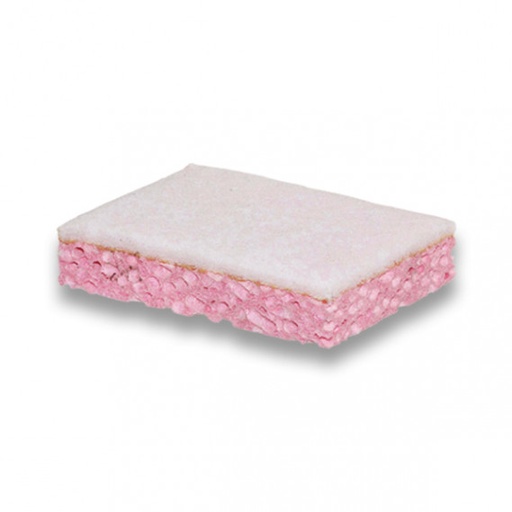 Tampon abrasif blanc sur éponge rose - Grand modèle - Lot de 10
