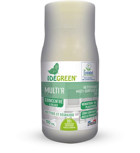 Idegreen Multi'R Ecolabel - Nettoyant multi-surfaces concentré en capsule hydrosoluble 50 mL (carton 24 doses)