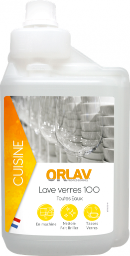 Orlav Lave-verres 100 chloré toutes eaux - Bidon doseur 1 L