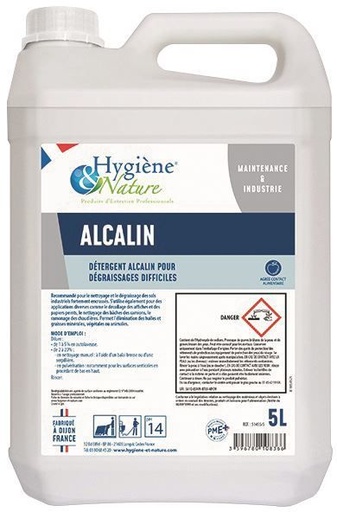 Hygiène & Nature ALCALIN - Détergent dégraissant alcalin - Bidon 5 L