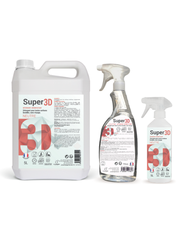 Super 3D Neutre - Détergent désinfectant multi-usages prêt à l'emploi sans rinçage 750 ml