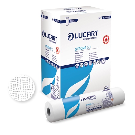 Lucart Strong 50 - Drap d'examen 2 plis (rouleau 50 m, 135 feuilles)