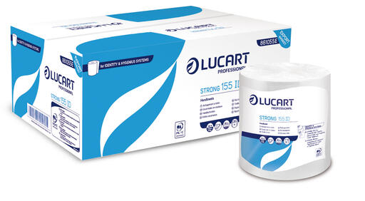 Lucart Strong 155 ID - Essuie-mains rouleau autocut 2 plis blanc (155 m, mandrin carton)