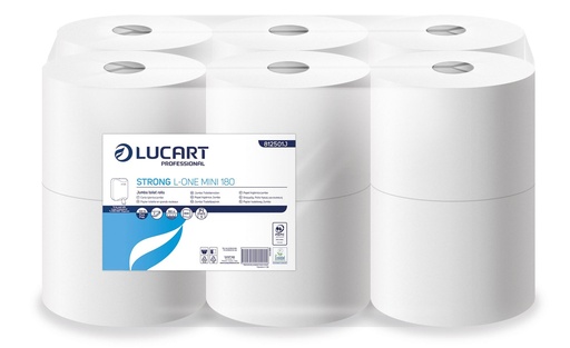 Papier hygiénique à dévidage central Strong L-One Mini 180 - 2 plis pure ouate blanche (colis de 12 rouleaux)