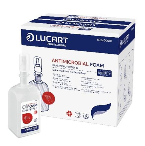Lucart savon mousse antimicrobien (antibacterien) - carton 6 x 1 L - compatible Identity Soap 1000