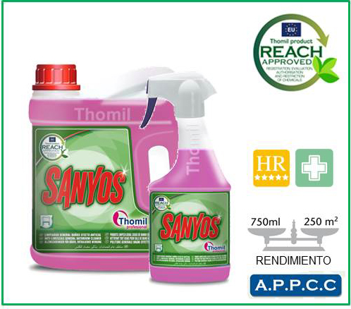 Sanyos - Nettoyant sanitaires / salle de bain détartrant anticalcaire