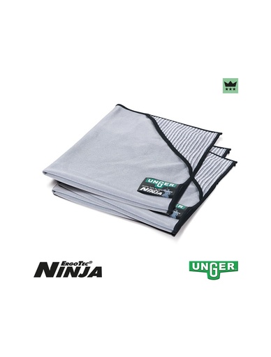 UNGER MicroWipe Lavette microfibre verte 40 x 40 cm speciale vitres (lot de 5)