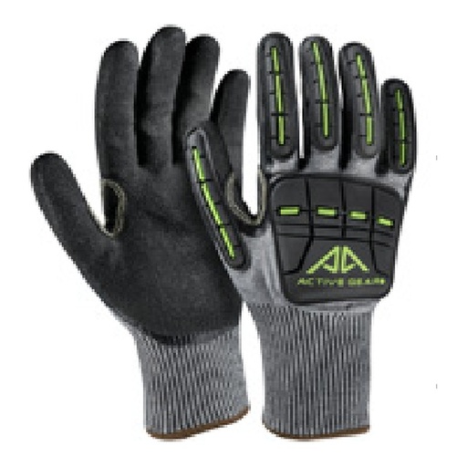 Gant anti-coupure — 13G - HPPE - nitrile noir lisse (1) + nitrile noir sablé (2) — tailles 8/M - 11/XXL