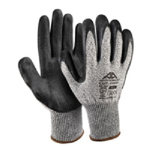 Gant anti-coupure — 13G - HPPE - Nitrile lisse noir (1) + Nitrile sablé noir (2) — tailles 6/XS - 11/XXL