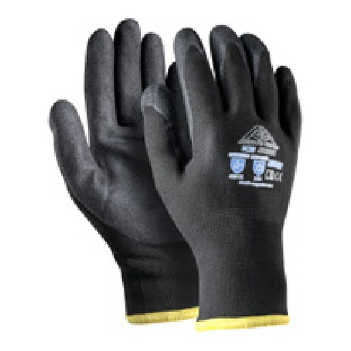 Gant grand froid — 15G nylon + 10G doublure en acrylique - nitrile sablé noir — tailles 8/M - 11/XXL