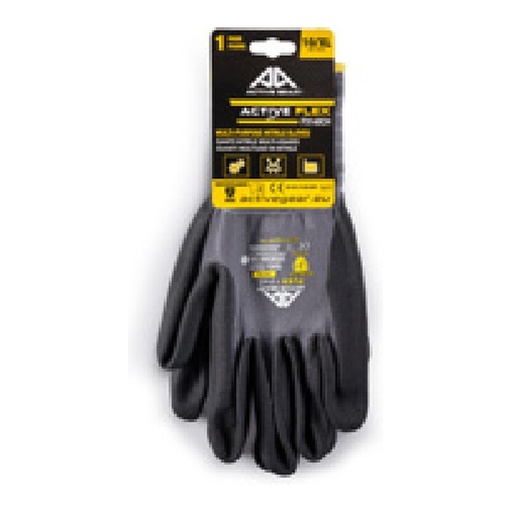 Gant de manutention — 15G - Nylon/spandex - Nitrile micromousse respirant noir avec picots — tailles 8/M - 11/XXL