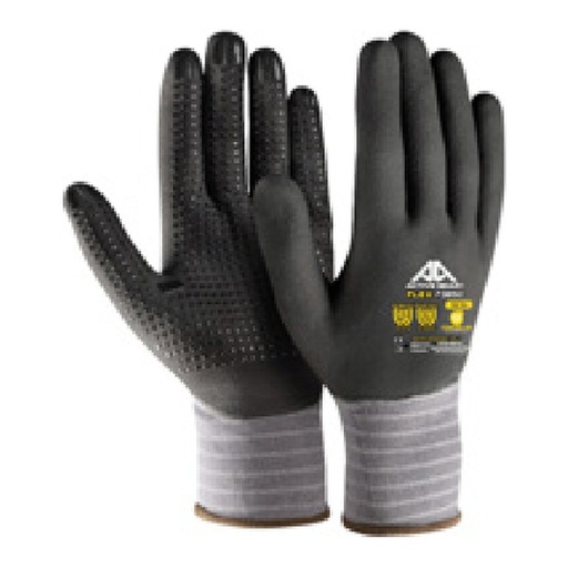 Gant de manutention — 15G - Nylon/spandex - Nitrile micromousse respirant noir avec picots — tailles 6/XS - 11/XXL