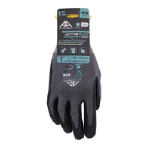 Gant de manutention — 15G - Polyester/spandex recyclé - Nitrile micro- mousse respirant noir — tailles 6/XS - 11/XXL