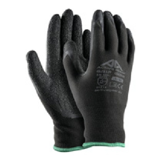 Gant de préhension — 13G - Polyester - Latex crêpe noir — tailles 7/S - 11/XXL