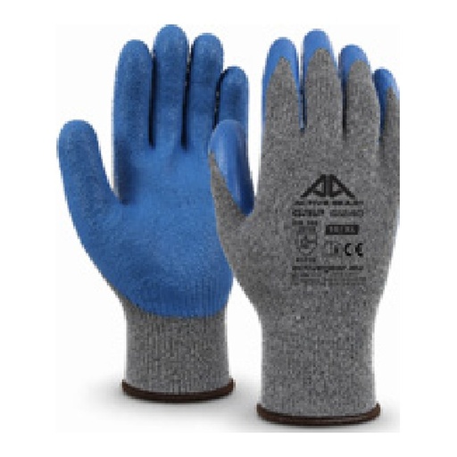 Gant de préhension — 10G - Polycoton Recyclé Gris - Latex crêpe Bleu — tailles 8/M - 11/XXL