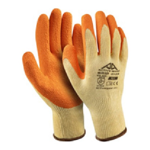 Gant de préhension — 10G - Polyester - Latex crêpe orange — tailles 8/M - 11/XXL