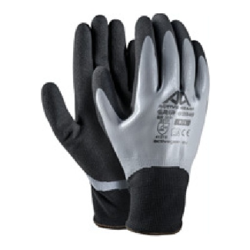 Gant de préhension — 13G - Polyester - Nitrile lisse gris (1) + nitrile sablé noir (2) — tailles 7/S - 11/XXL