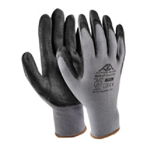 Gant de préhension — 13G - Polyester - Nitrile lisse noir (1) + nitrile sablé noir (2) — tailles 7/S - 11/XXL