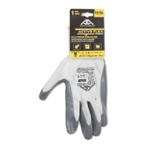 Gant de manutention — 13G - Polyester - Nitrile Gris — tailles 8/M - 11/XXL
