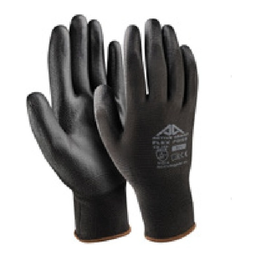 Gant de manutention — 13G - Polyester - PU noir — tailles 6/XS - 11/XXL