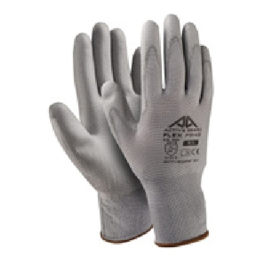 Gant de manutention — 13G - Polyester / PU gris — tailles 6/XS - 11/XXL