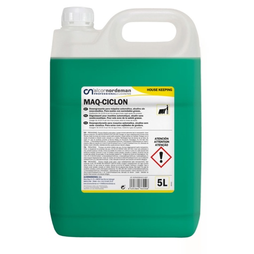 MAQ-CICLON — Nettoyant dégraissant alcalin faible mousse pour autolaveuse (5 L)