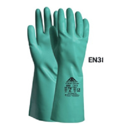 Nitrile vert 0.38mm - Flocké — tailles 7/S - 11/XXL