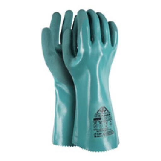 Gant de protection chimique — 18G - HPPE/Nylon/Spandex - 3 couches de nitrile lisse vert (1,2,3) + nitrile noir sablé (4) - 33cm — tailles 8/M - 11/XXL
