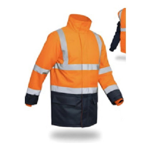Parka HV 5 en 1, 100 % polyester Oxford 300D, double enduction imperméable PU, 190 g – Manches intérieures matelassées amovibles – Classe 3 — tailles S/XXXXL