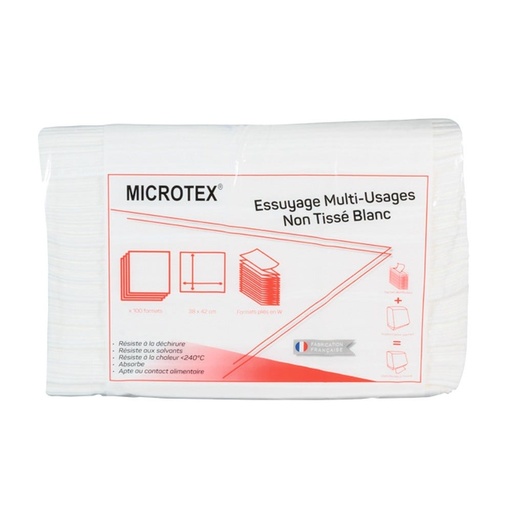 Torchon jetable blanc non tisse - boite/sachet de 100