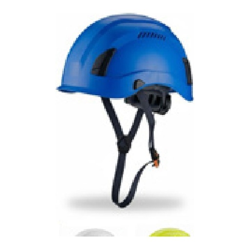 Casque d’escalade en ABS ventilé, harnais textile 6 points, réglage à crémaillère avec jugulaire