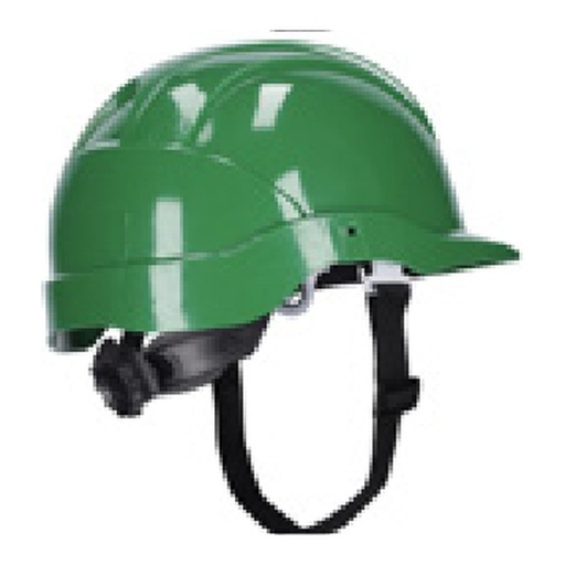 Casque non ventilé en HDPE, 6 points en textile, réglable avec molette et jugulaire